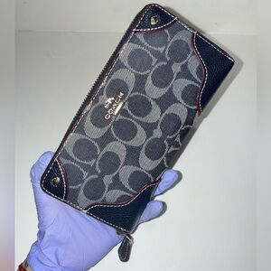 Coach Denim and Blue Wallet with Red Interior